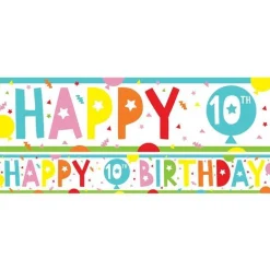 10Th Birthday Paper Banners - 1M (3Pk)<Party Delights New