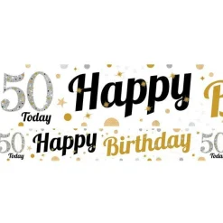 50Th Birthday Paper Banners - 1M (3Pk)<Party Delights Online