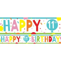 11Th Birthday Paper Banners - 1M (3Pk)<Party Delights Clearance