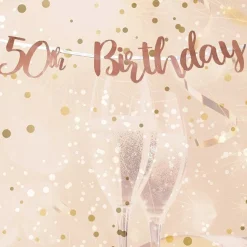 50Th Birthday Rose Gold Letter Banner - 1M<Party Delights Clearance
