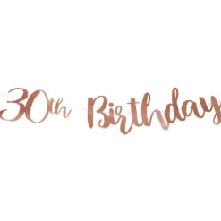 30Th Birthday Rose Gold Letter Banner - 1M<Party Delights New