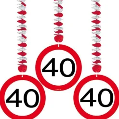 40Th Birthday Traffic Sign Hangers (3Pk)<Party Delights Clearance