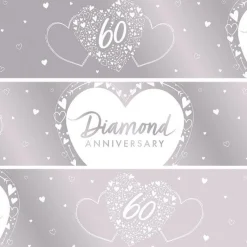 60Th Diamond Wedding Anniversary Foil Banner - 2.74M<Party Delights Clearance