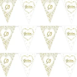 50Th Golden Wedding Anniversary Flag Bunting - 3.7M<Party Delights Sale