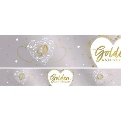50Th Golden Wedding Anniversary Foil Banner - 2.74M<Party Delights