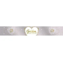 50Th Golden Wedding Anniversary Foil Banner - 2.74M<Party Delights