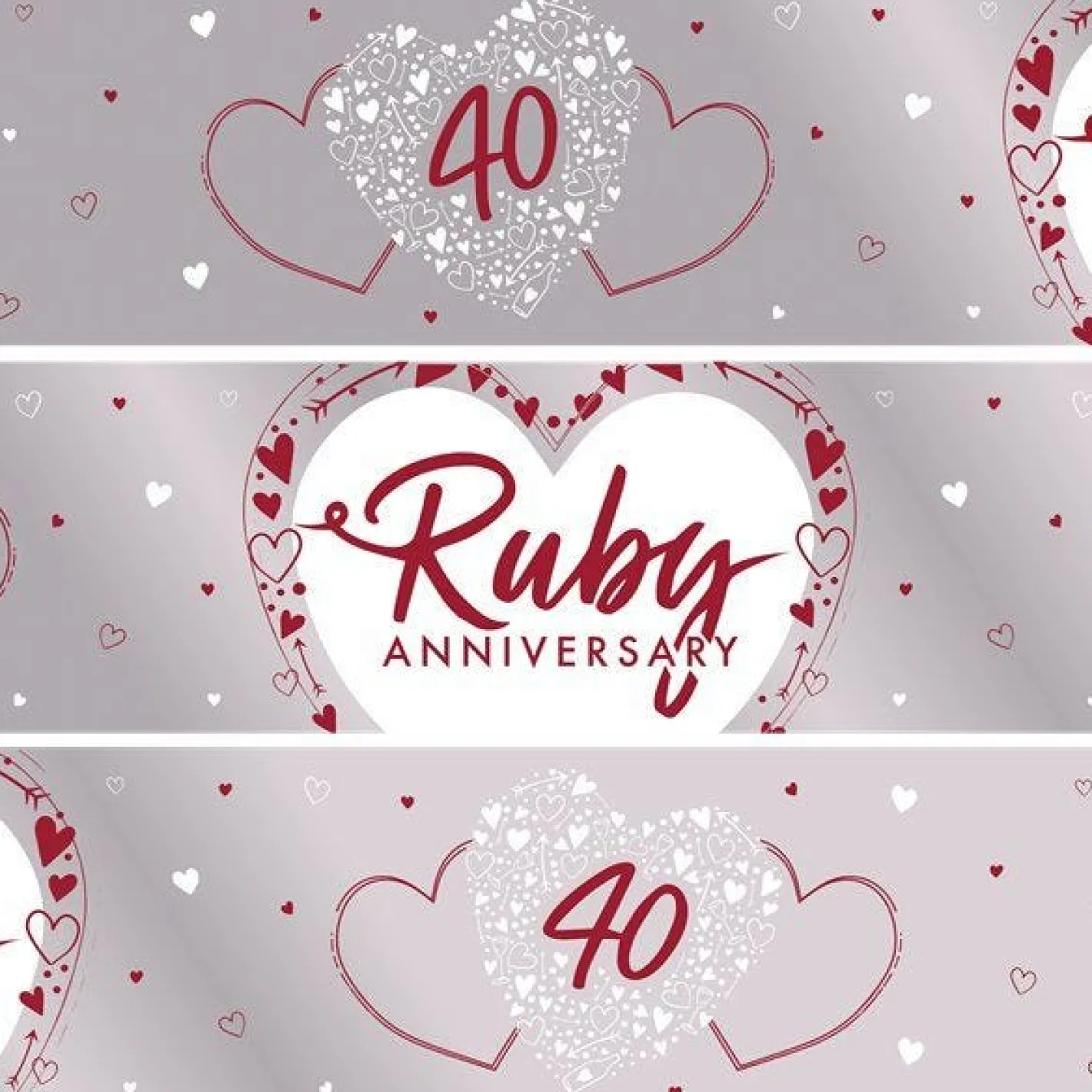 40Th Ruby Wedding Anniversary Foil Banner - 2.74M<Party Delights Outlet