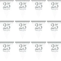 25Th Silver Sparkling Wedding Anniversary Flag Bunting - 4M<Party Delights Sale