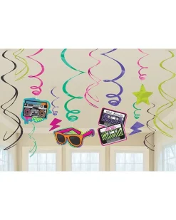 Totally 80S Hanging Swirls Decoration (12Pk)<Party Delights Sale