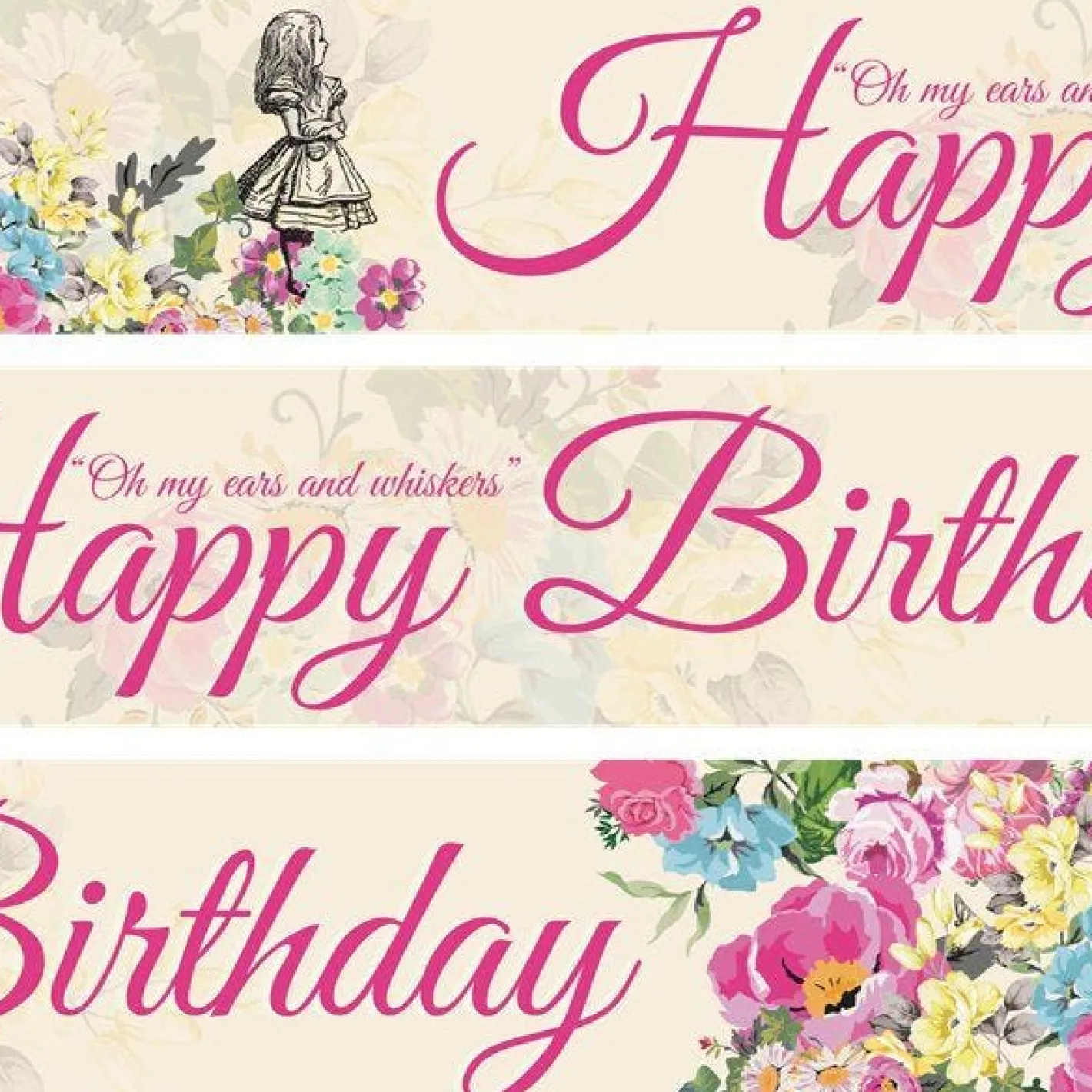 Truly Alice Paper Banners - 1M (3Pk)<Party Delights Hot