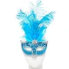 Turquoise Masquerade Mask With Sequins<Party Delights Online