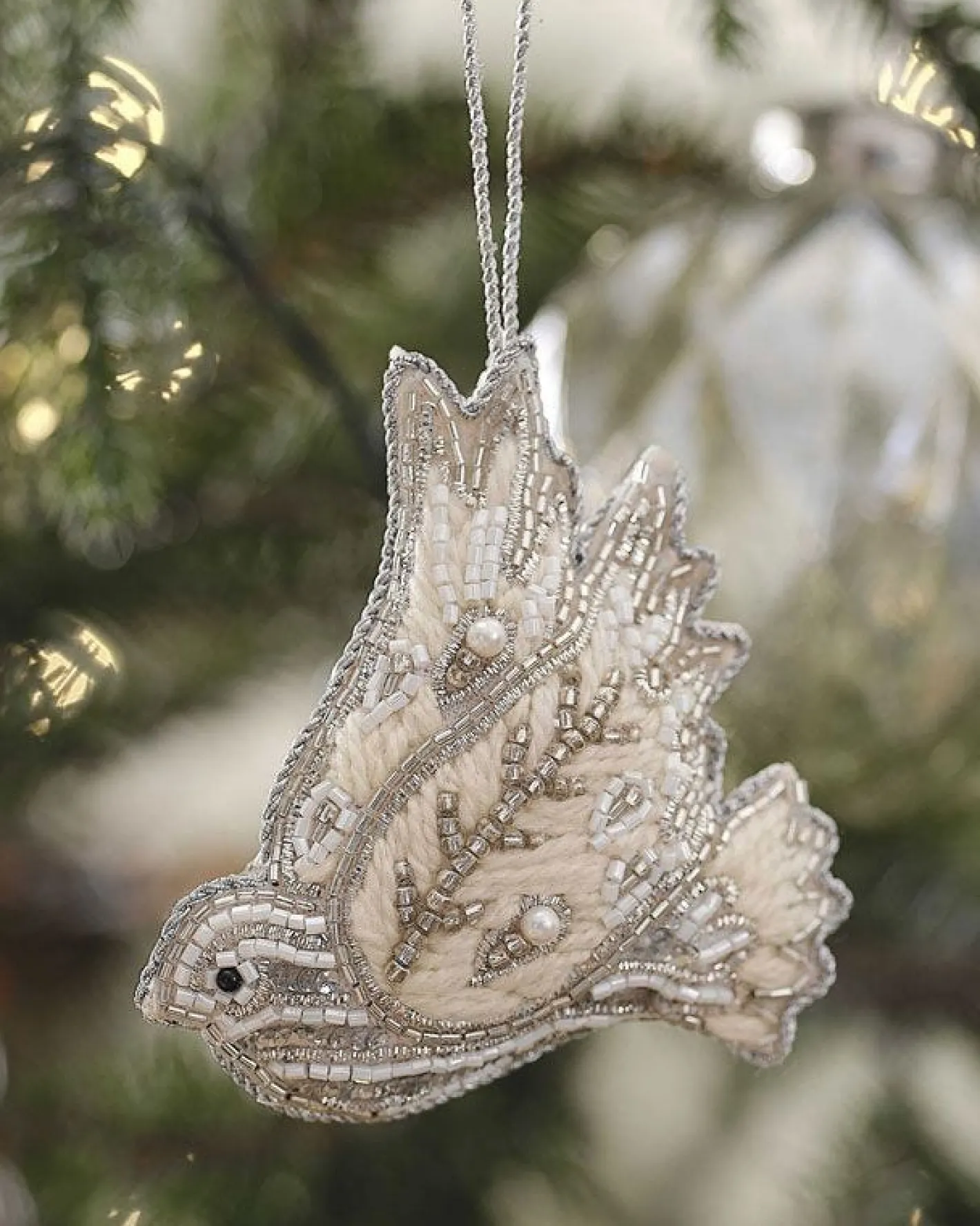 Party Delights Hanging Decorations<Turtle Dove Velvet Embroidered Tree Decoration