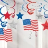 Usa American Stars & Stripes Hanging Swirls (30Pk)<Party Delights New