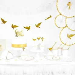 White & Gold Paper Fans (3Pk)<Party Delights