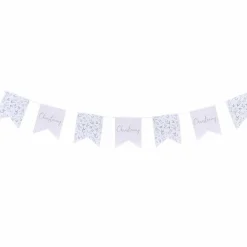 White & Green Botanical Christening Paper Bunting - 2M<Party Delights