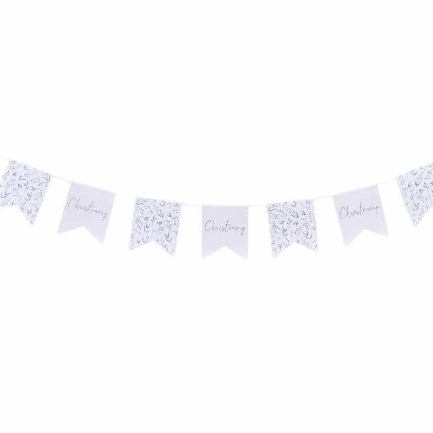 White & Green Botanical Christening Paper Bunting - 2M<Party Delights