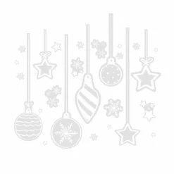 Party Delights Snowflake Decorations<White Bauble, Star & Snowflake Christmas Window Sticker Sheets (3Pk)