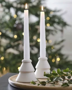 Party Delights Tableware<White Ceramic Tree Shaped Candle Holders (2Pk)
