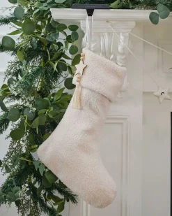 Party Delights Stockings & Sacks<White Fabric Stocking With Charm