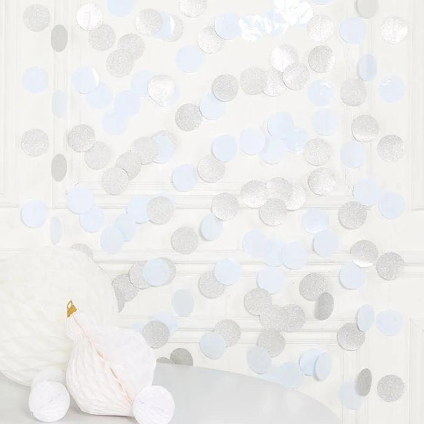 White Glitter Hanging String Decorations - 2.1M (6Pk)<Party Delights Discount
