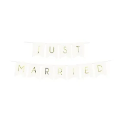 White Just Married Bunting - 1.5M<Party Delights New
