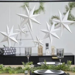 White Paper Hanging Stars (6Pk)<Party Delights Clearance