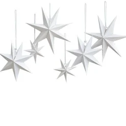 Party Delights Snowflake Decorations<White Paper Hanging Stars (6Pk)