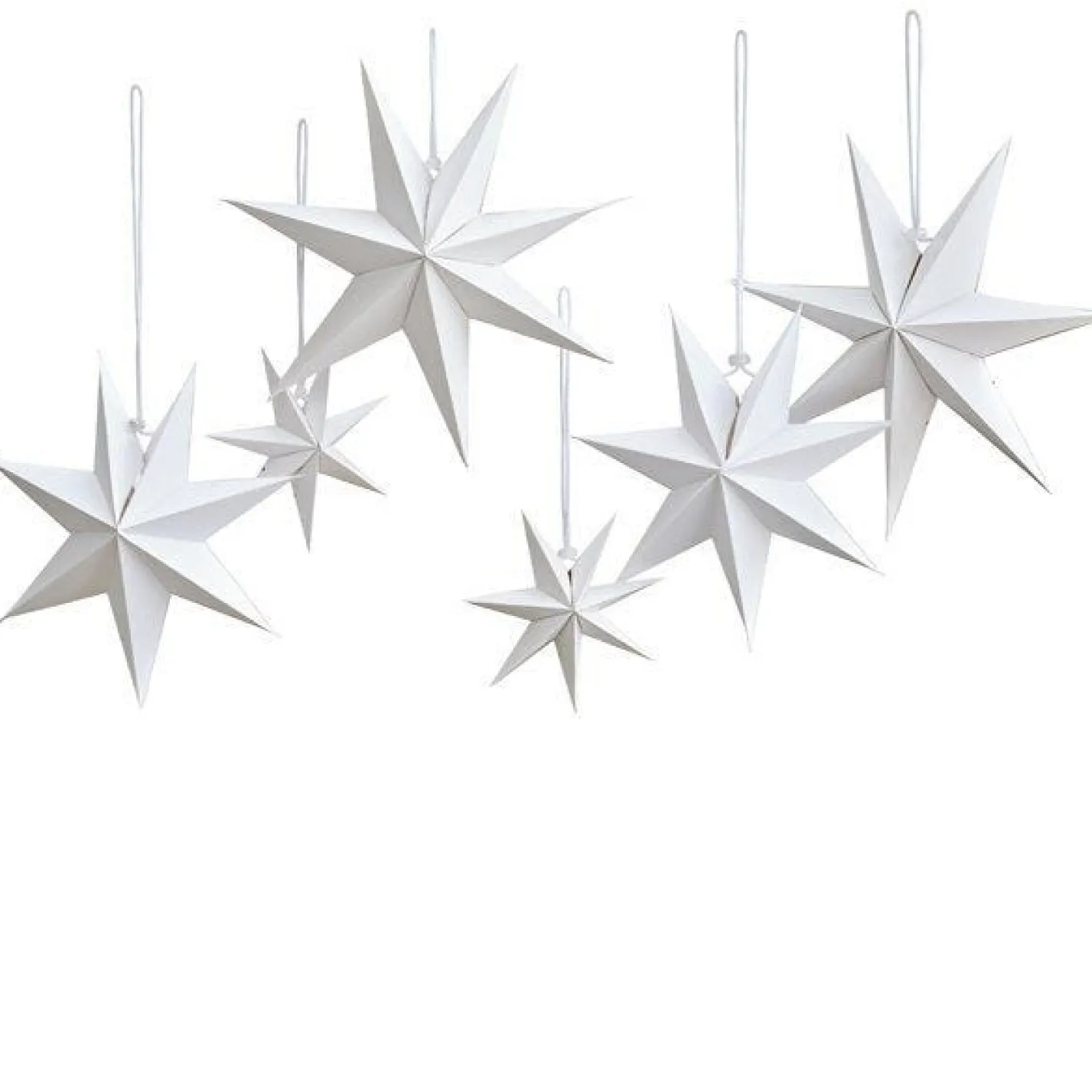 Party Delights Snowflake Decorations<White Paper Hanging Stars (6Pk)