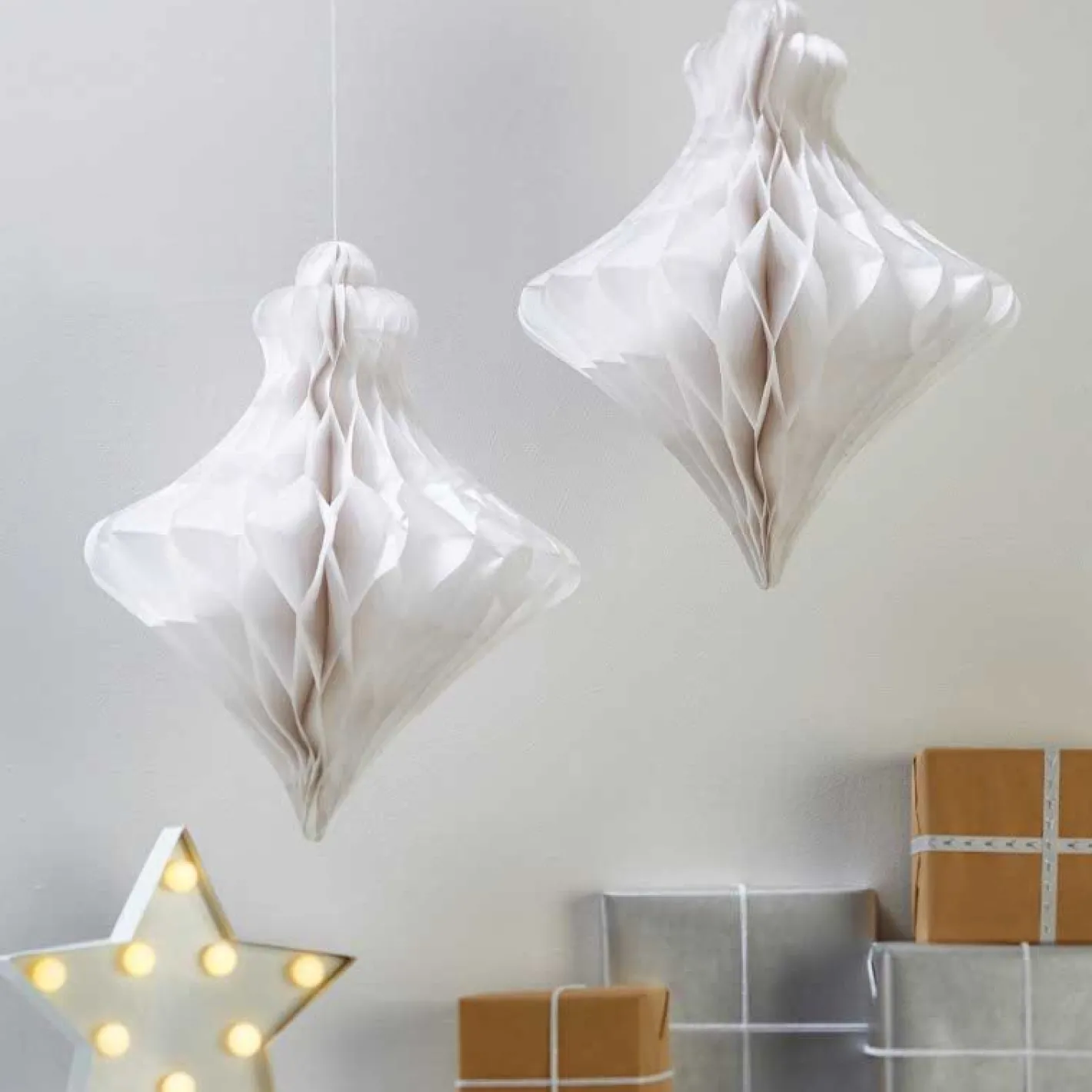 Party Delights Hanging Decorations<White Paper Honeycomb Baubles - 40Cm (2Pk)