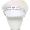 White Reversible Sequin Biker Hat<Party Delights