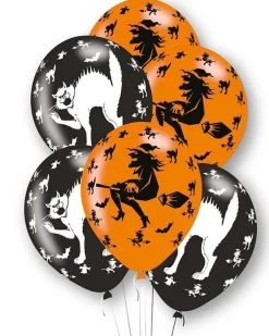Party Delights Balloons<Witches & Cats Print Balloons - 11" Latex (6Pk)