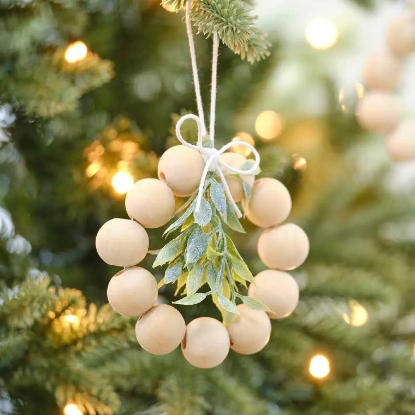 Party Delights Hanging Decorations<Wooden Beads & Foliage Tree Decorations (4Pk)
