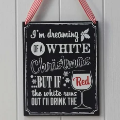 Party Delights Hanging Decorations<Wooden Chalkboard Christmas Wine Sign - 21.5Cm