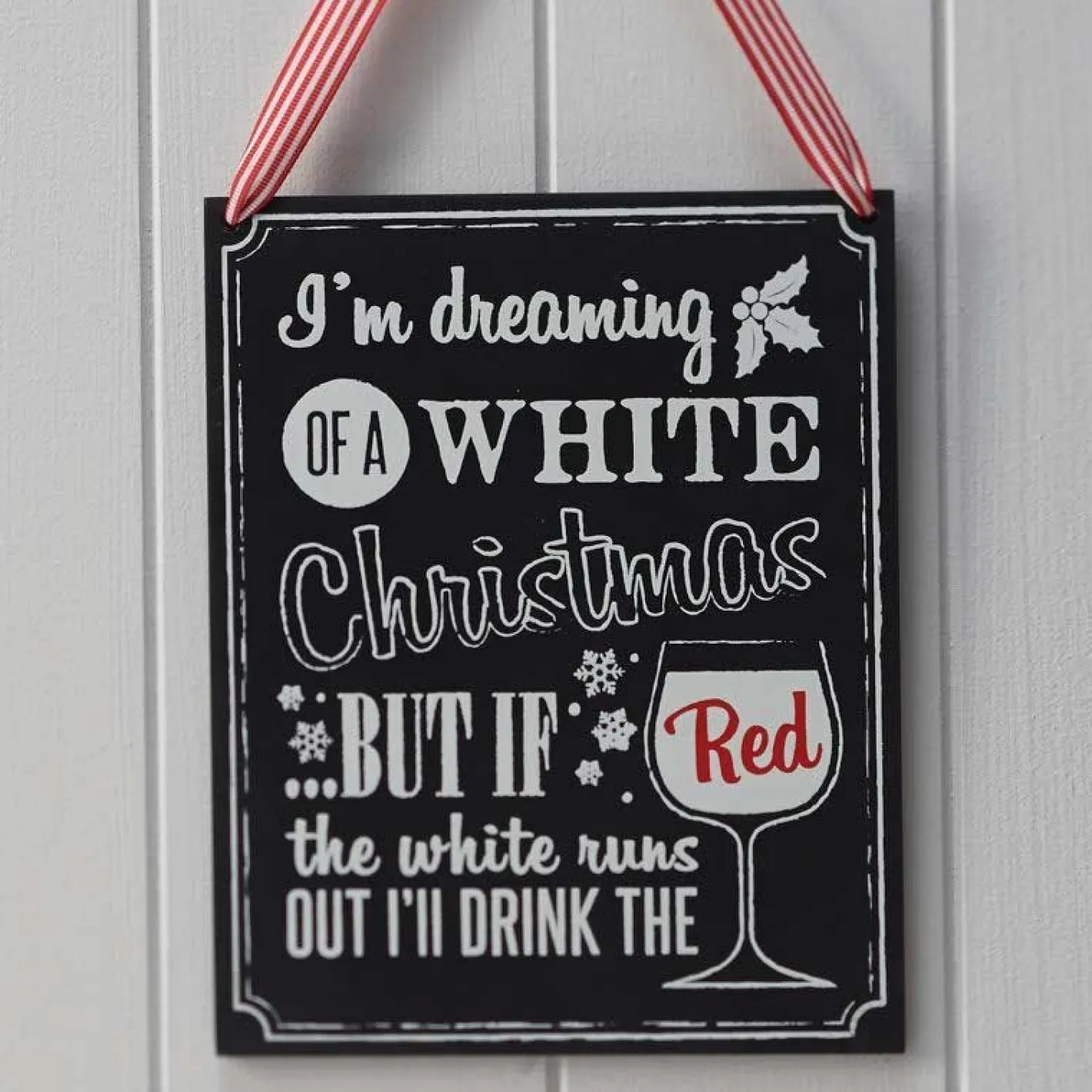 Party Delights Hanging Decorations<Wooden Chalkboard Christmas Wine Sign - 21.5Cm