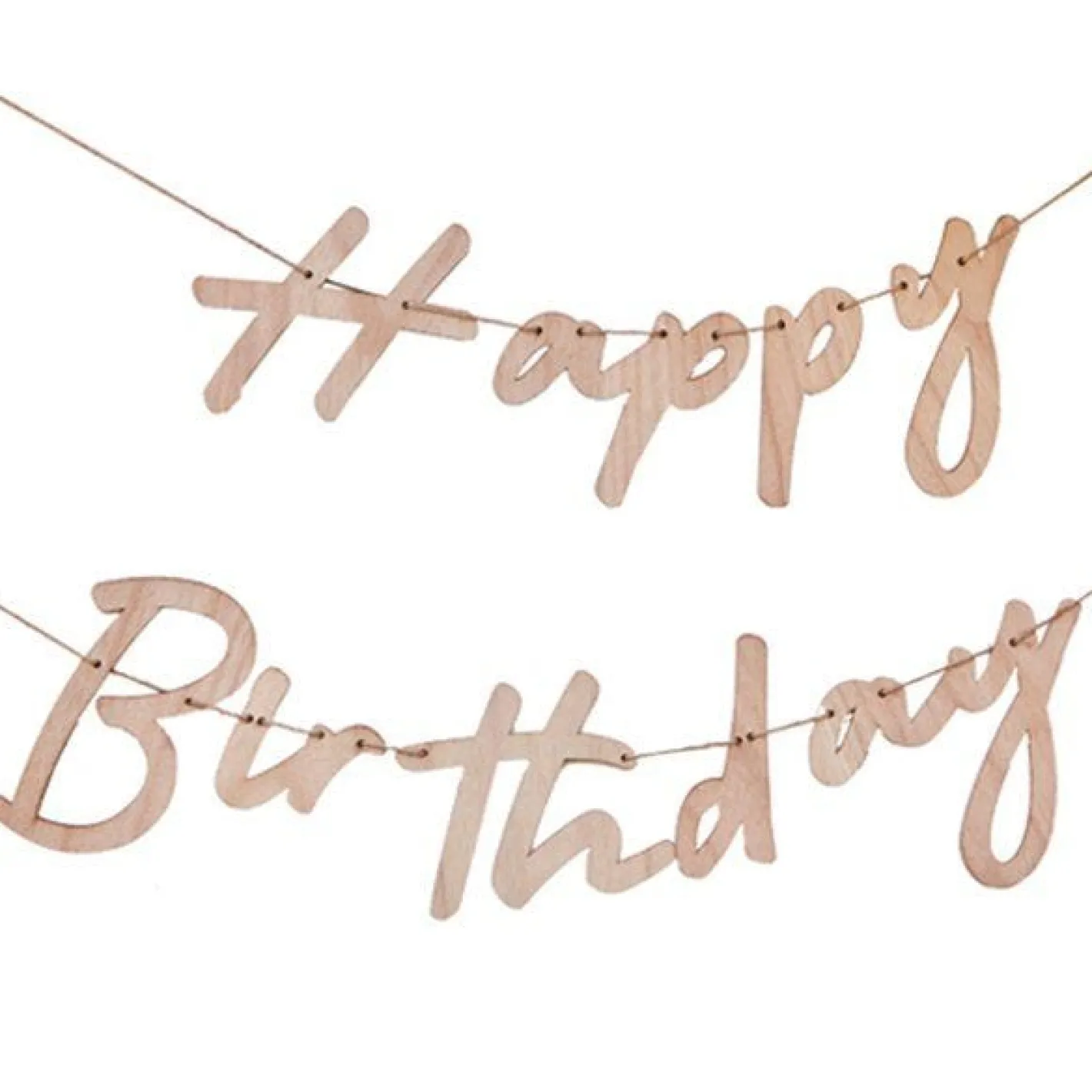 Wooden Happy Birthday Bunting<Party Delights Clearance