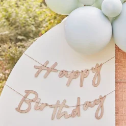 Wooden Happy Birthday Bunting<Party Delights Clearance