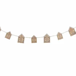 Wooden House Bunting With Light Up Windows - 2M<Party Delights Sale
