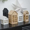 Party Delights Tableware<Wooden Light Up Houses Christmas Decorations (5Pk)