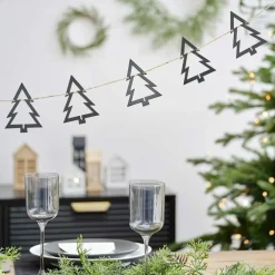 Party Delights Hanging Decorations<Wooden Tree Christmas Bunting Black - 2M