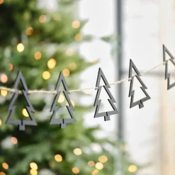 Party Delights Hanging Decorations<Wooden Tree Christmas Bunting Black - 2M