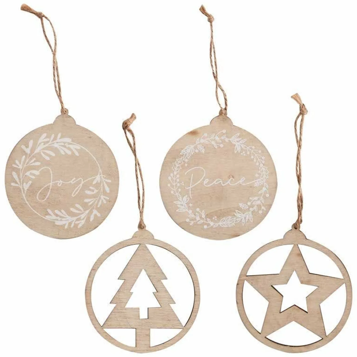 Party Delights Hanging Decorations<Wooden Tree Decorations Set - 9Cm (4Pk)