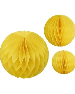 Party Delights Hanging Decorations<Yellow Paper Honeycomb Hanging Decorations (3Pk)